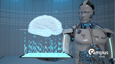 Humanoid robot as a doctor with tablet and human brain. 3d illustration.
| Bild: picture alliance / Zoonar | Alexander Limbach